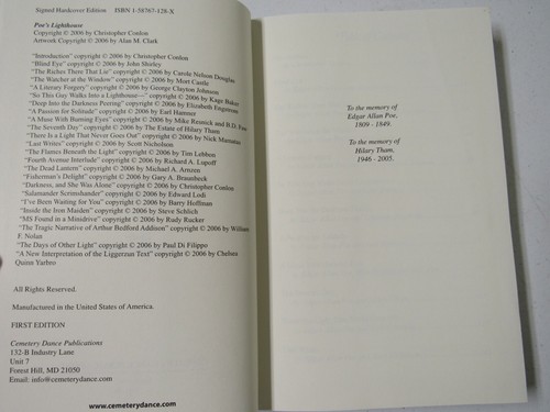 Poe's Lighthouse ~ 2006 First Edition, Signed by 22 and Limited - Foto 8 di 12