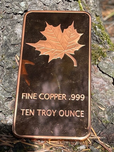 10 oz lingotto di rame - foglia d'acero canadese CMC menta - 10 once troy (311 g) cu fine - Foto 3 di 8