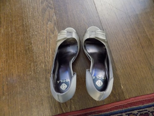 Dressy Isola Dolce Tan Satin Gathered Bow Peep Toe D'Orsay 3.25" Heels Sandal 7 - Picture 7 of 11