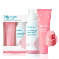 Frida Mom Nipple Cream and Saline Spray Set, Breastfeeding Essentials for New