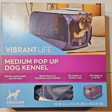 Vibrant Life Dog Kennel Medium Pop Up Collapsible Travel Crate PetBed NEW in Box