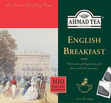 Ahmad Tea 100 Tagless Teabags, English Breakfast, Black Tea, 1 x 100 Teabags 0.06 per strip