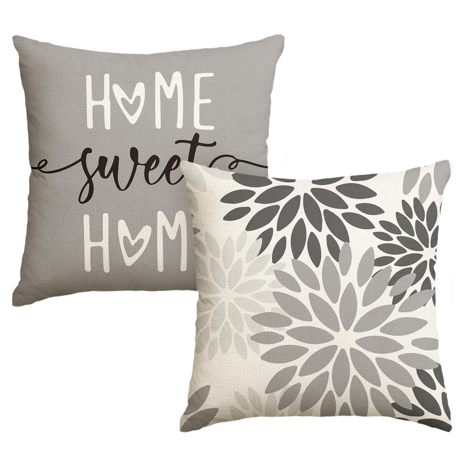 Housses de coussin dahlia gris pour canape et coin lecture cocooning