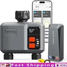 WiFi Sprinkler Timer 2 Zone Smart Hose Watering Control Remote Rain Delay New