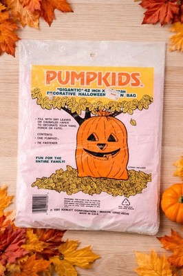 NOS Vintage 1991 Pumpkids Giant Jack O Lantern Halloween Leaf Lawn Bag USA