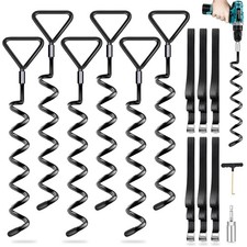 Trampoline Stakes Ground Anchors Screw in, Trampoline Anchors with Strong Str...