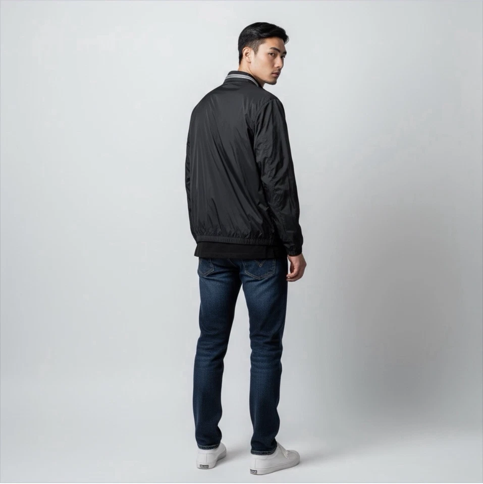 Chaqueta cortavientos informal de nailon con cremallera BANANA REPUBLIC - Talla XL para hombre NEGRA Foto 2 de 4