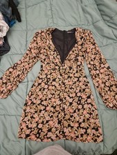 Nasty Gal Women's Mini Dress Floral Size 6 Long Sleeve Zip Up Patterned GC
