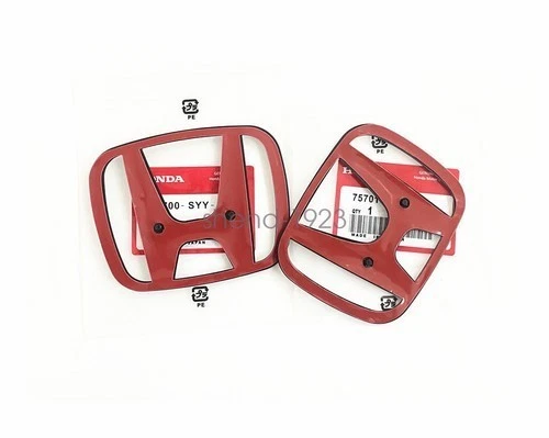 For Honda 2022-2025 Civic 11th 2PCS Glossy Black Front Griile Emblem Rear Badge - Image 3 of 4