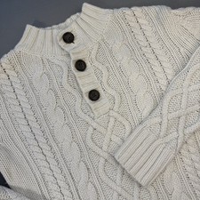 Gap Kids Boy Or Girl  s Ivory Cable Knit Cotton Cardigan Sweater, Sz. S 6-7 Yrs.
