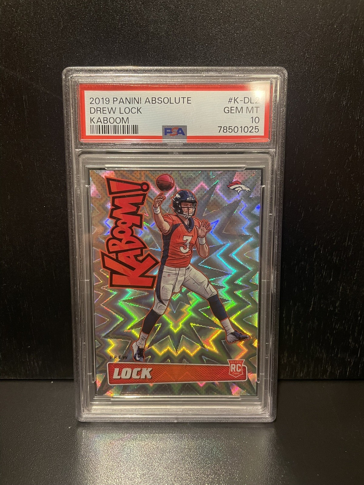 2019 Panini Absolute Drew Lock Kaboom #K-DL2 PSA 10 Gem Mt
