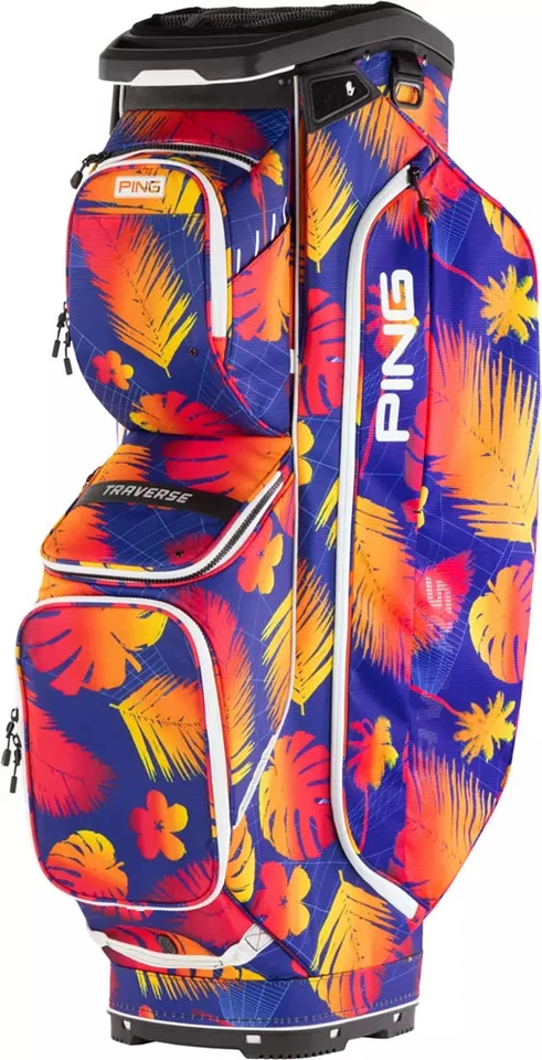 PING 2025 Traverse Cart Bag Color Electric Sunset, Heather Grey/Black, Black New - Image 3 of 4