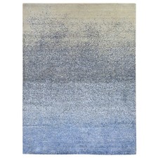 9'x12' Aegean Blue Silk and Wool Gradation Design Modern Hand Knotted Rug 78839