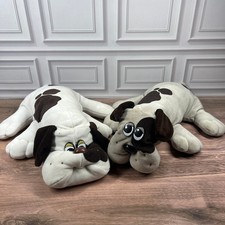 Tonka Pound Puppies Plush Set 1985 Vintage 18 in White Brown Spotted Dogs 2pc