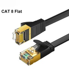 Cat 8 Ethernet Cable 40Gbps 2000MHz RJ45 LAN Network Round Flat Cable Router