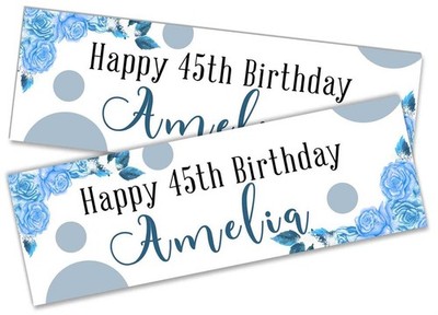 Personalised Floral Birthday Banners Custom Kids Party - Any Name Age 132