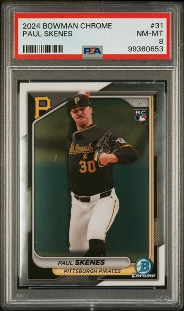 Paul Skenes 2024 Bowman Chrome #31 Rookie RC PSA 8 view 1