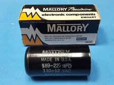 MOTOR START CAPACITOR, PSU18915A, MALLORY, 189-227 UF/MF,  125V, 20%