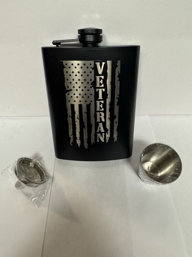 Fiaschetta tascabile anca acciaio inox incisa al laser finitura opaca 8 oz - veterano - Foto 3 di 5