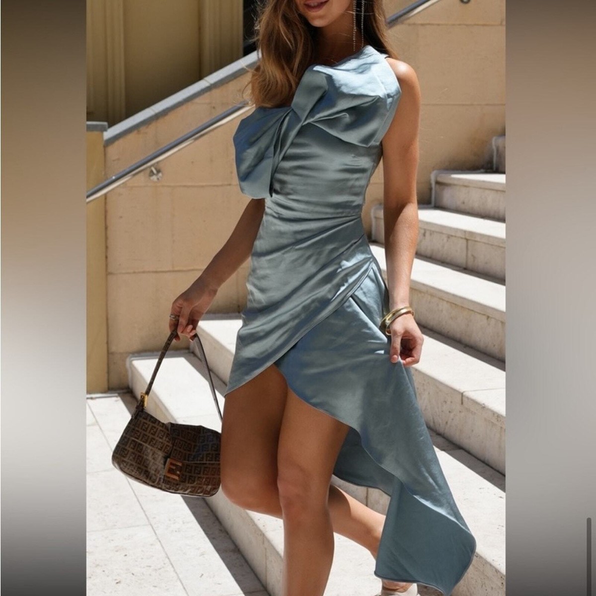 Elliatt Vaudeville Satin Cocktail Dress in Arctic Blue at Nordstrom, Size Small