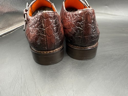 Mezlan Size 10 M Crocodile Brown Spain Double Monk Dress Shoes MEN'S - Picture 5 of 9