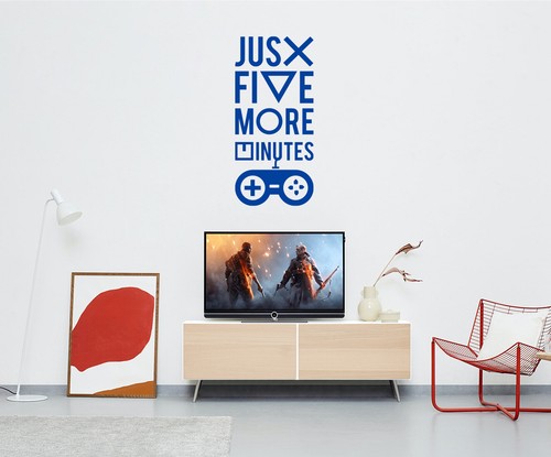 Just Five More Minutes Gamers Quote Wall Sticker Man Cave Room Home Art Vinyl L - Picture 126 of 161