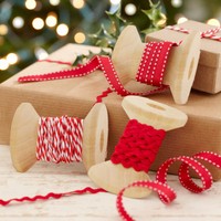 (0,99 €/M) Geschenkband 'Vintage Noel' Rot / Weiß 3 StüCk - Weihnachten BäNder