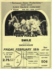 Van Halen RARE Feb 18th 1977 Original Live Concert Flyer Eddie David Lee Roth