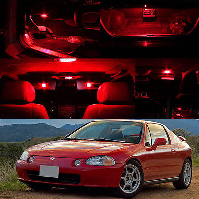 For 93 97 Honda Civic Del Sol Red Interior Led Bulb Xenon Dome Trunk Plate Ebay