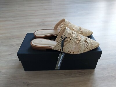 Massimo Dutti Schuhe Flats Pantoletten Damen Loafer Gr 36 Beige 