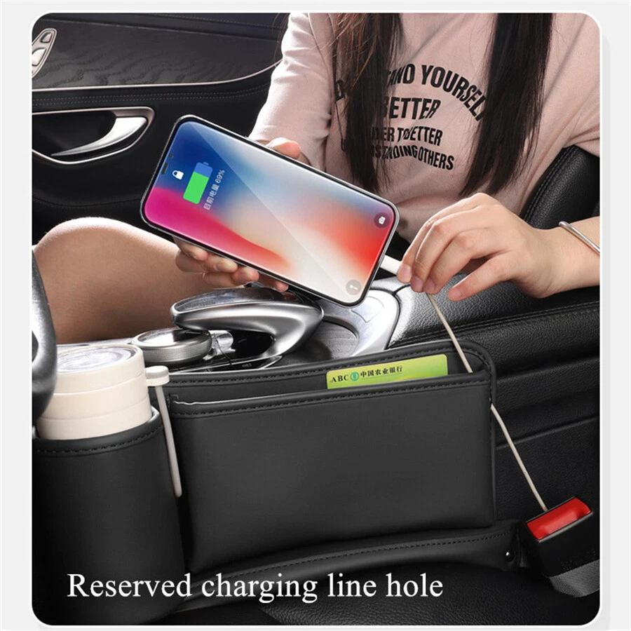 Leather Car Storage Box Bag Seat Gap Catcher Filler Pocket Organizers Cup Holder - Изображение 4 из 4