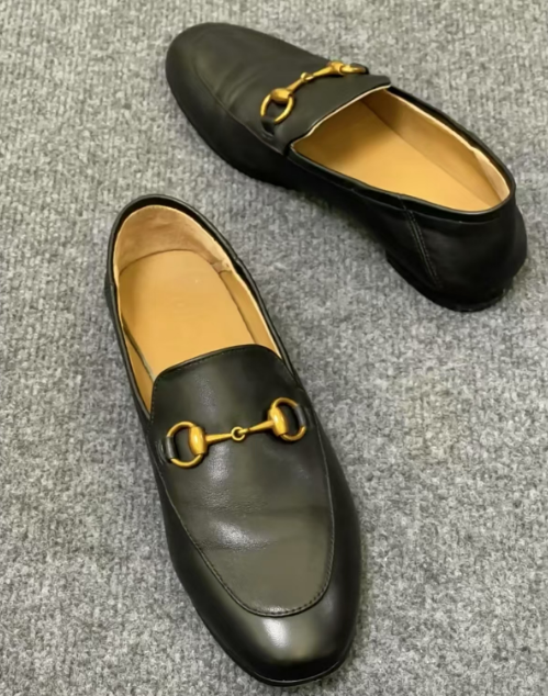 Gucci Leather Horsebit Loafer Shoes Women's Black 482464 BLM00