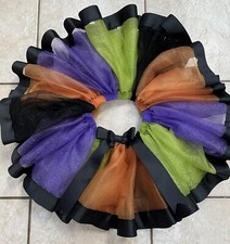 Girls Halloween tutu size 4 with bow  ribbon trim 10 yards of sparkle tulle