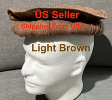 Afghan Pakistan Chitrali Pashtun Tribal Pakol Cap Kufi Topi Hat Light/Pale Brown