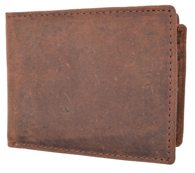 RFID Blocking Vintage Hunter Leather Men's Wallet Full Grain Cowhide Flap Top Ca