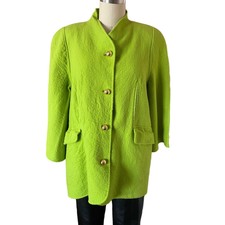 Vintage 90's Christian Lacroix Green Avant Garde Wool Swing Jacket Size Large
