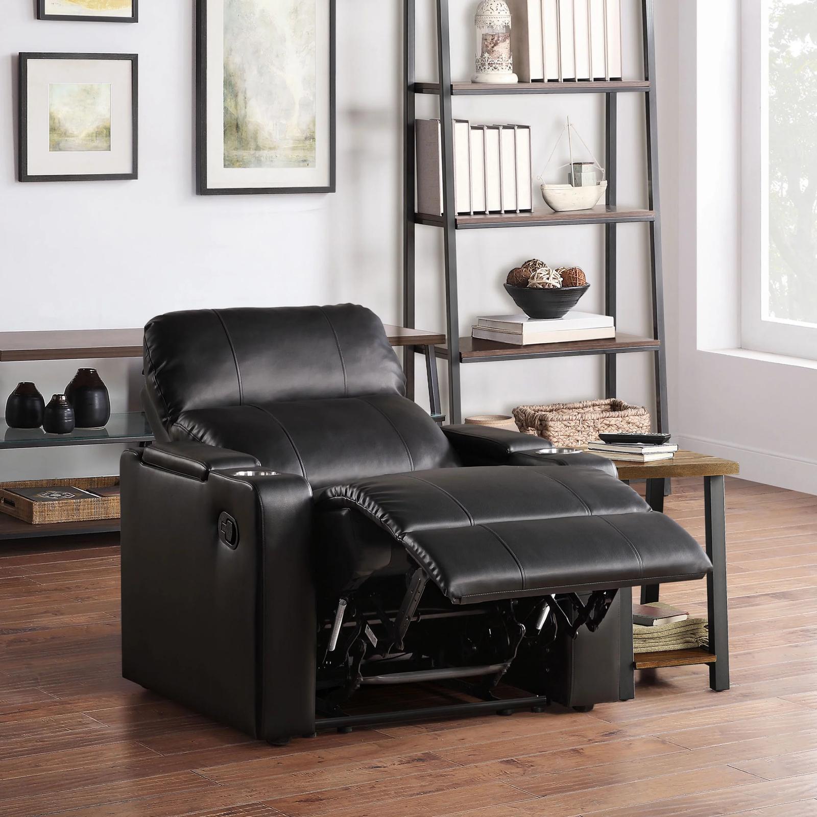 Home Theater TV Recliner Chair Armchair Seat Padded Faux Leather USB Cupholder