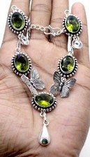925 Sterling Silver Green Peridot Gemstone Handmade Jewelry Necklace