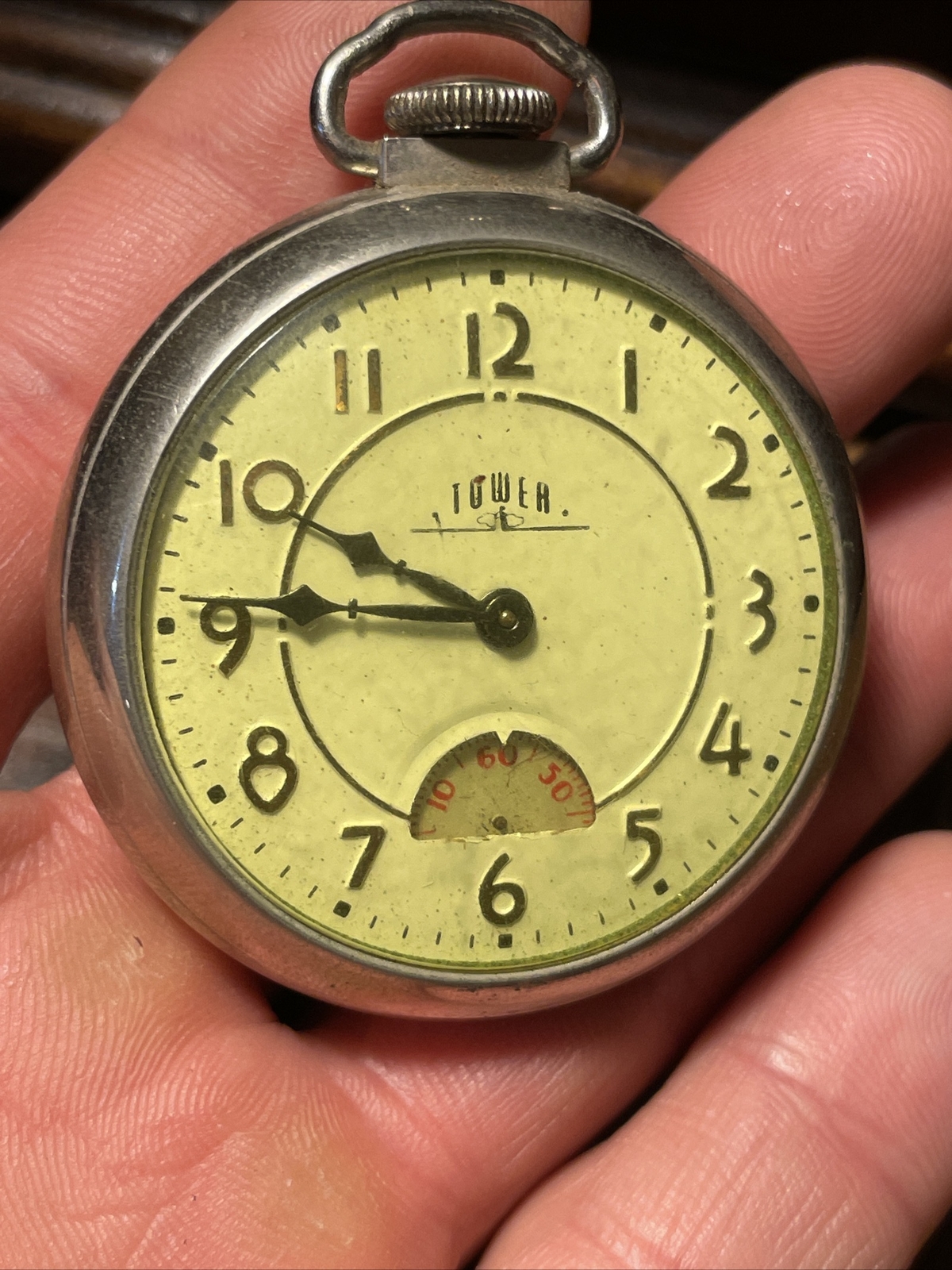 Vintage Ingraham Tower Mechanical Pocket Watch Running Dollar