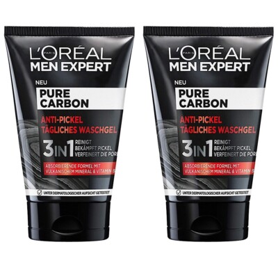   Loreal Men Expert Pure Carbon Anti-Pickel Waschgel 3in1 Gesicht 2x 100ml  