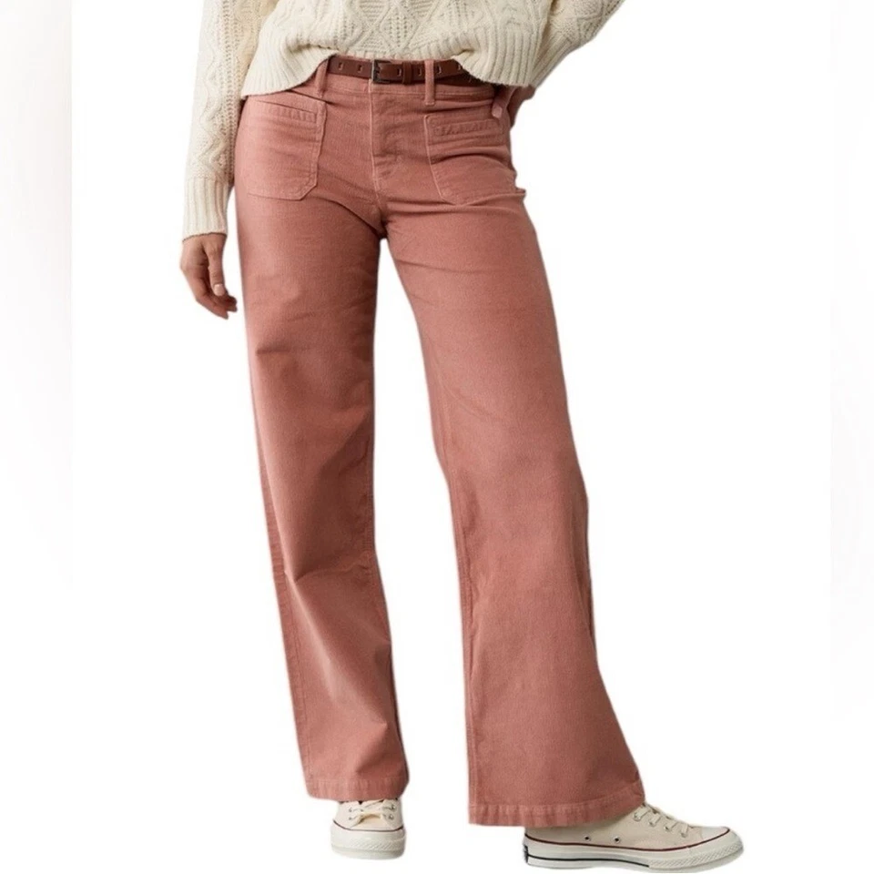 American Eagle эластичной вельвет заниженной мешковатые широкие ноги розовый брюки 6 длиной новый - Изображение 2 из 4