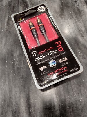 GE PRO 6ft Audio Coax Digital Cable Subwoofer Heavy Duty Cable Gold SEALED