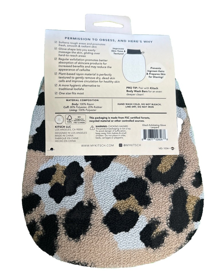 3PK Kitsch EcoFriendly Exfoliating Glove Leopard Print eBay
