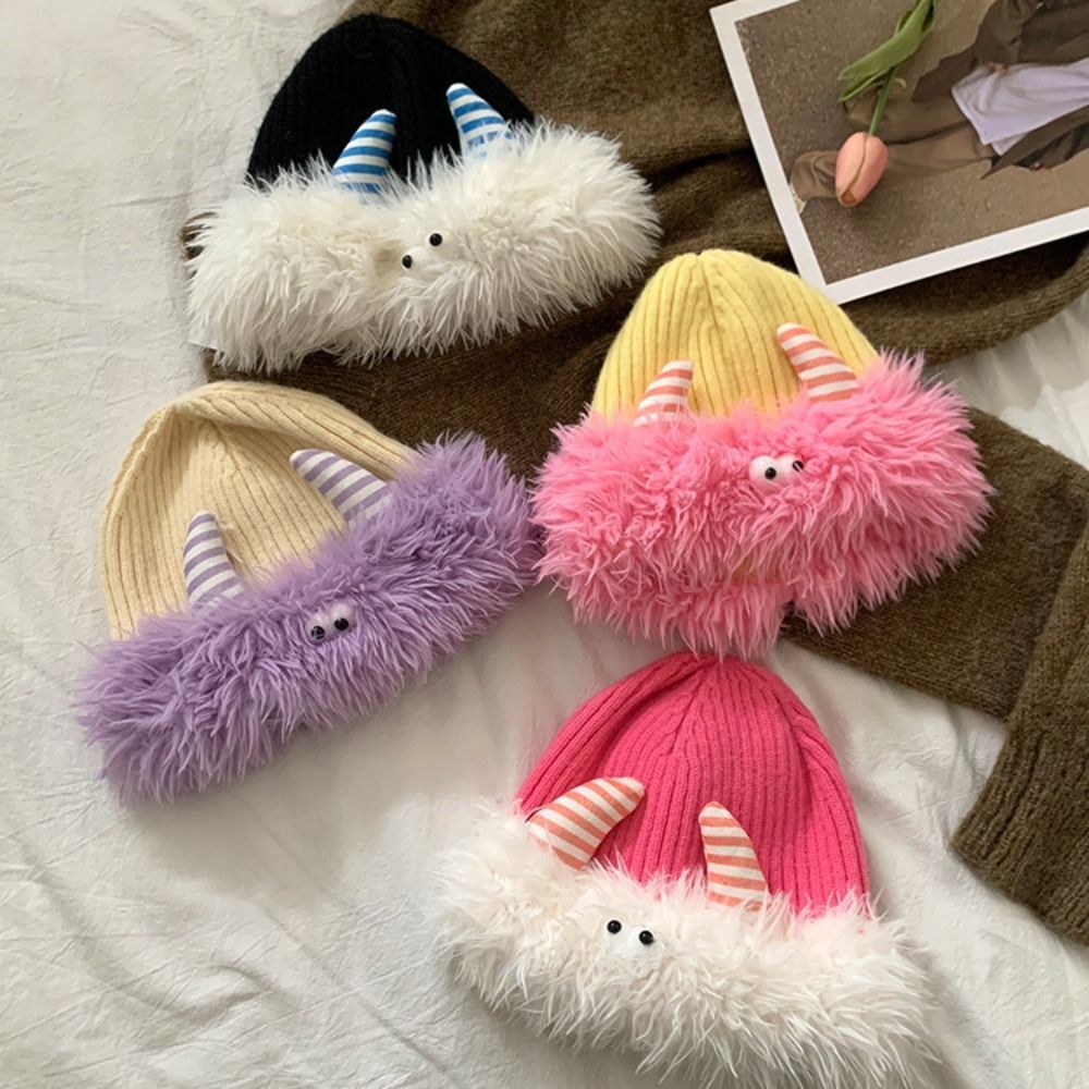 55-60CM Plüsch Strick mütze Gehörschutz Pullover kappe  Mädchen