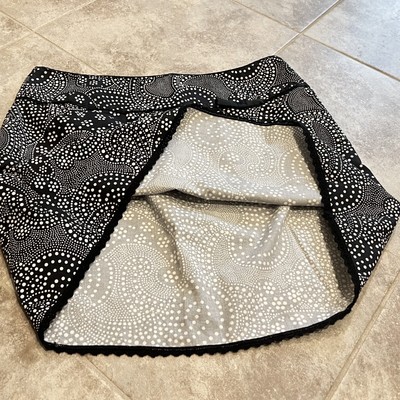 The Limited Paisley Polka Dot Cotton Stretch Mini Skirt Black  