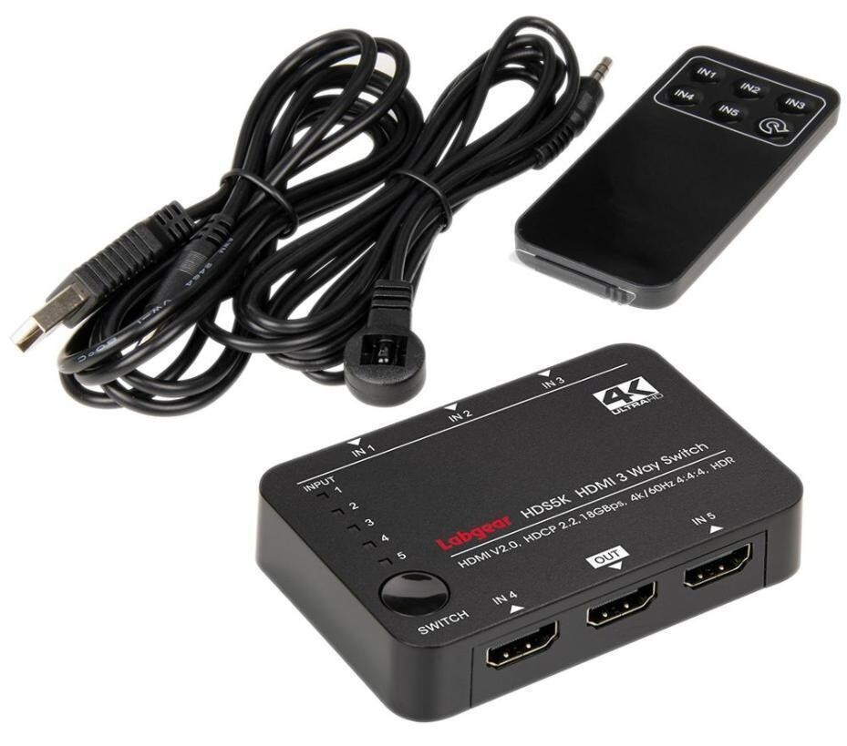 HDMI Switch 5 Way 4K@60Hz, HDMI Switcher with Remote, HDMI 2.0 Selector Splitter