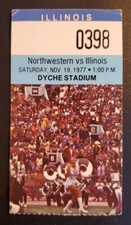Northwestern Illinois Football Ticket Stub 11/19 1977 Coach John Pont Last Win