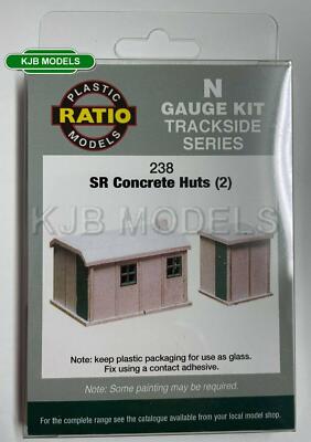 Ratio 238 2x Betonhütten - Permanent Way Workman Lineside Kunststoffbausatz Spur N