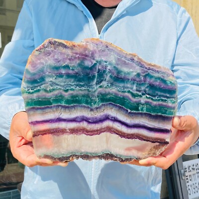 5.89Lb Natural Beautiful Rainbow Fluorite Crystal Rough Stone Specimens Healing