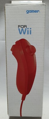 GAMER Nunchuck Controller for Nintendo Wii Red wired with motion sensor